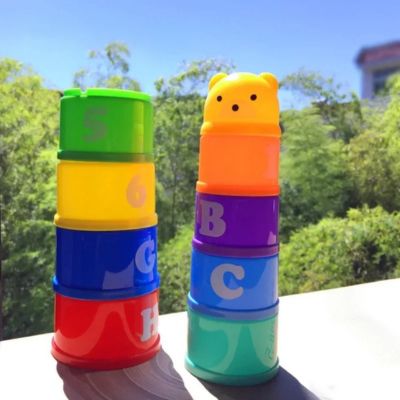 Tours de gobelets empilables Montessori colorés avec lettres et chiffres, jouet éducatif pour développer la motricité et la logique chez l’enfant