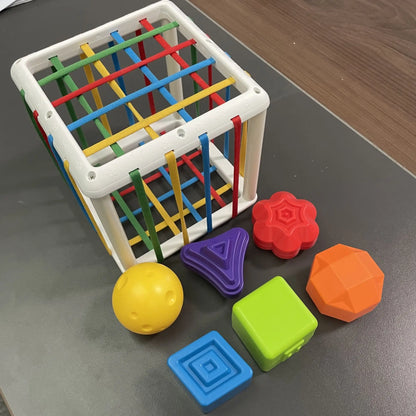 Cube Sensoriel Montessori – Jeu de Tri de Formes et Motricité Fine ÉveilNature™