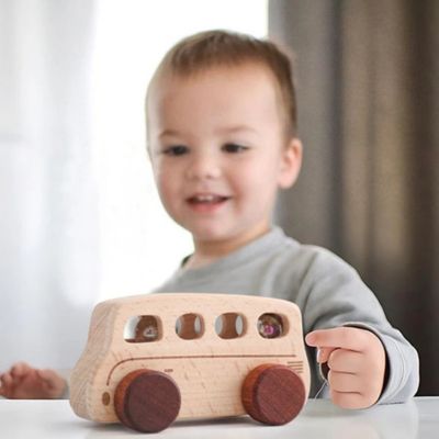 Petit Bus Montessori en Bois | Jouet d’Éveil Naturel & Motricité Fine