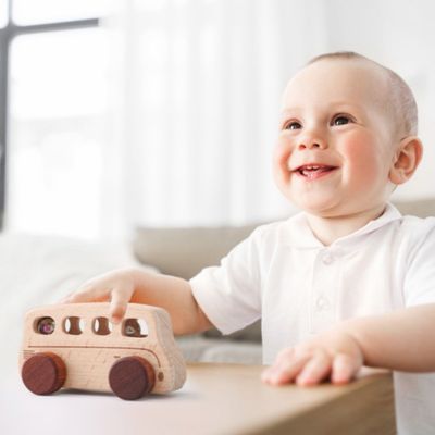 Petit Bus Montessori en Bois | Jouet d’Éveil Naturel & Motricité Fine