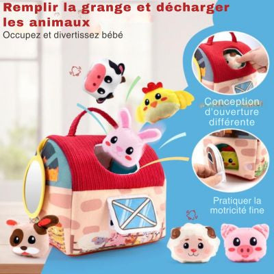 Boîte magique sensorielle Montessori – Jeu d’éveil animal en coton