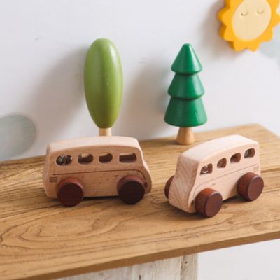 Petit Bus Montessori en Bois | Jouet d’Éveil Naturel & Motricité Fine