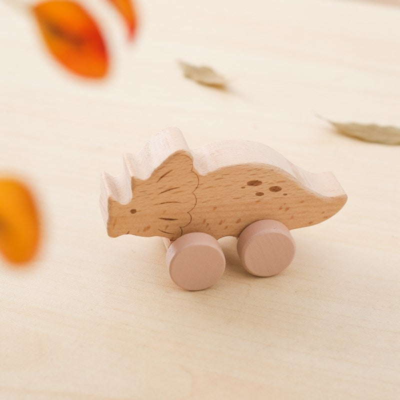 DinoCar™ – Mini Voitures Dinosaure en Bois Montessori