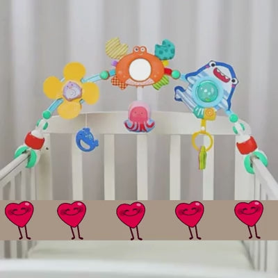 Arc d’Activité Poussette Bébé – Jouets Sensoriels & Motricité Fine (0–3 ans)